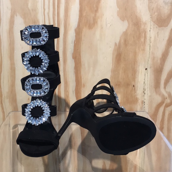 Black Jeweled Sandals - Picture 5 of 6
